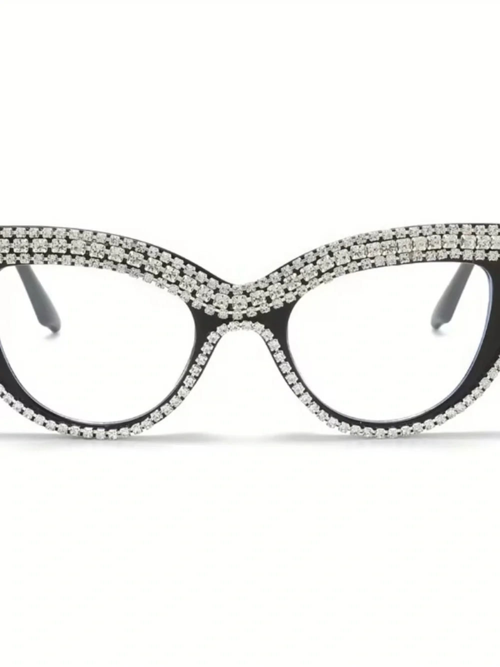 🆕 Crystal-Embellished Black Cat Eye Glasses
